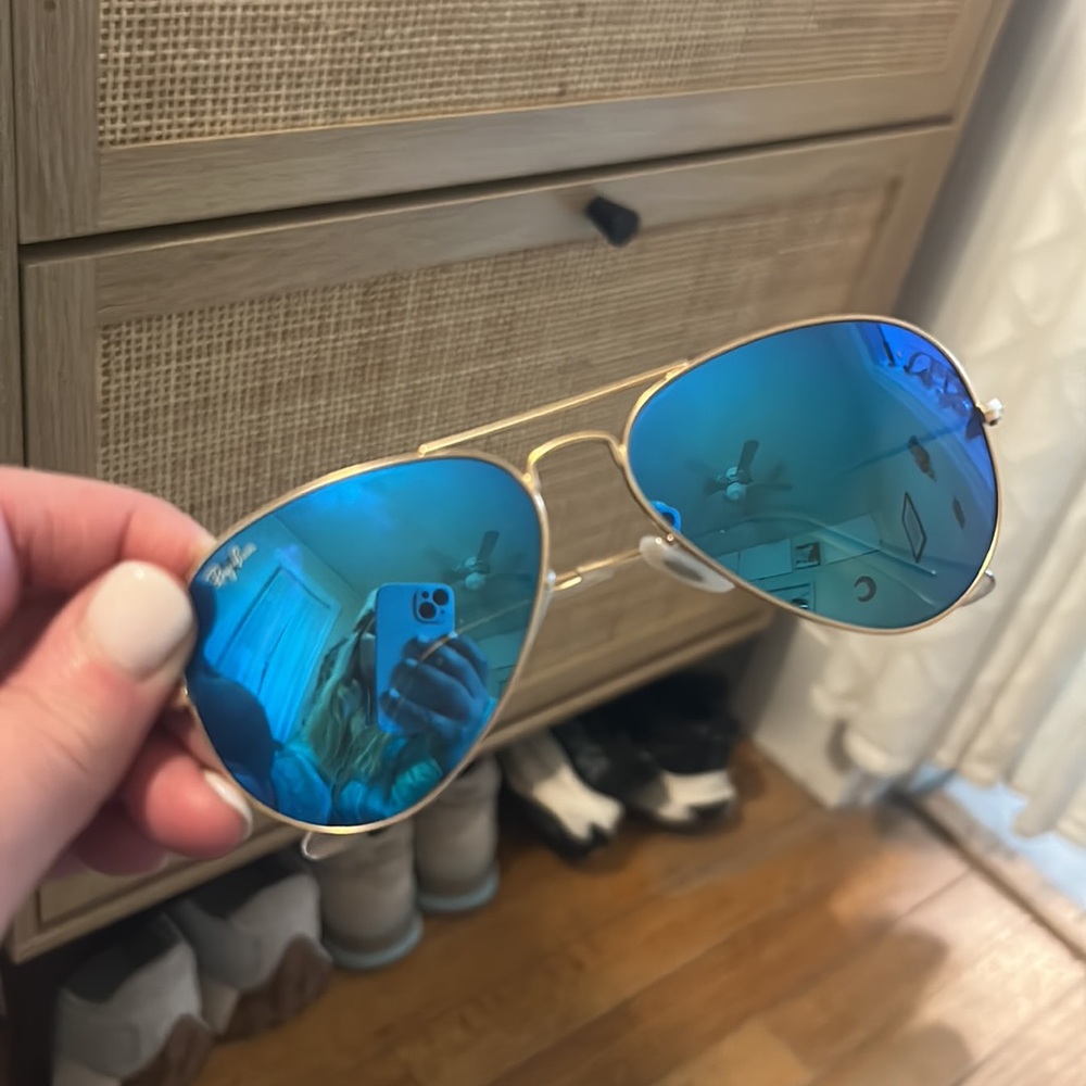 Large aviators blue gold ray ban - Picture 2 of 2